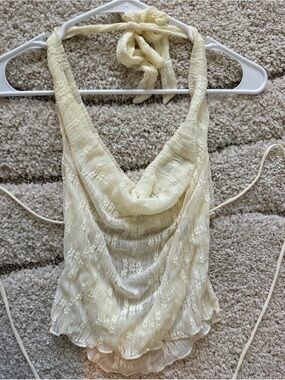 Motel Rocks Ivory Lace Halter Cowl Neck Camisole